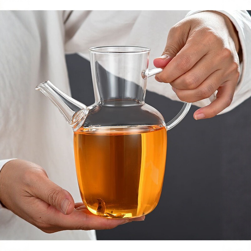 Imitation Song Dynasty Glass Teapot, Green Teapot, High Temperature Resistant Water-Injection Teapot, High Borosilicate Household Glass Tea Infuser