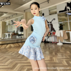 ネットの赤い子供のラテンダンスの練習服の女性の夏の子供の演技服の専門のダンスのスカートの高級感のラテンの服