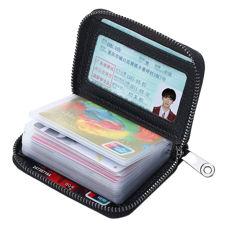 New PU Card Bag Men's Exquisite High-end Women's Anti-degaussing Ultra-thin Certificate Multi-card Large Capacity Card Jacket Compact