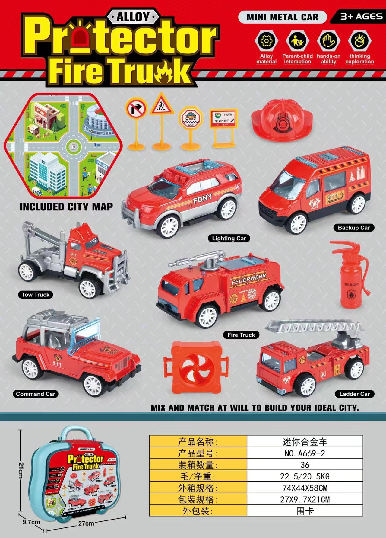 Modelo de coche de juguete para NIÑOS 2-3 años 4 bebé simulación contenedor aleación coche niño fuego ingeniería coche traje