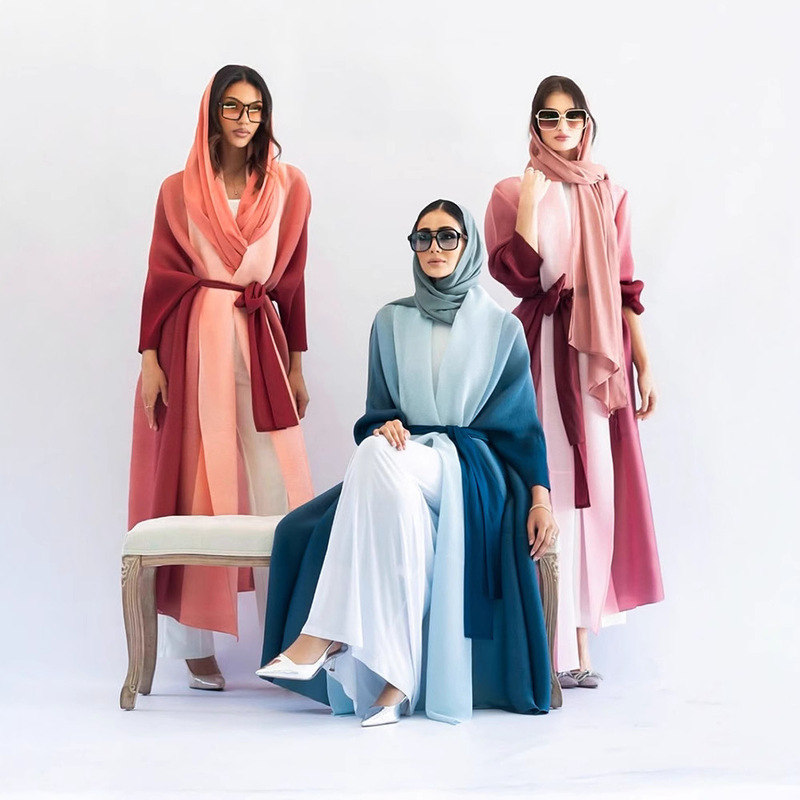 Cross-Border Women's Clothing Plus-Size Women's Pleated Gradient Cape Coat Long Light Luxury Style Issey Miyake Pleated Dress Cross-Border Women's Clothing Plus-Size Women's Pleated Gradient Cape Coat Long Light Luxury Style Issey Miyake Pleated Dress