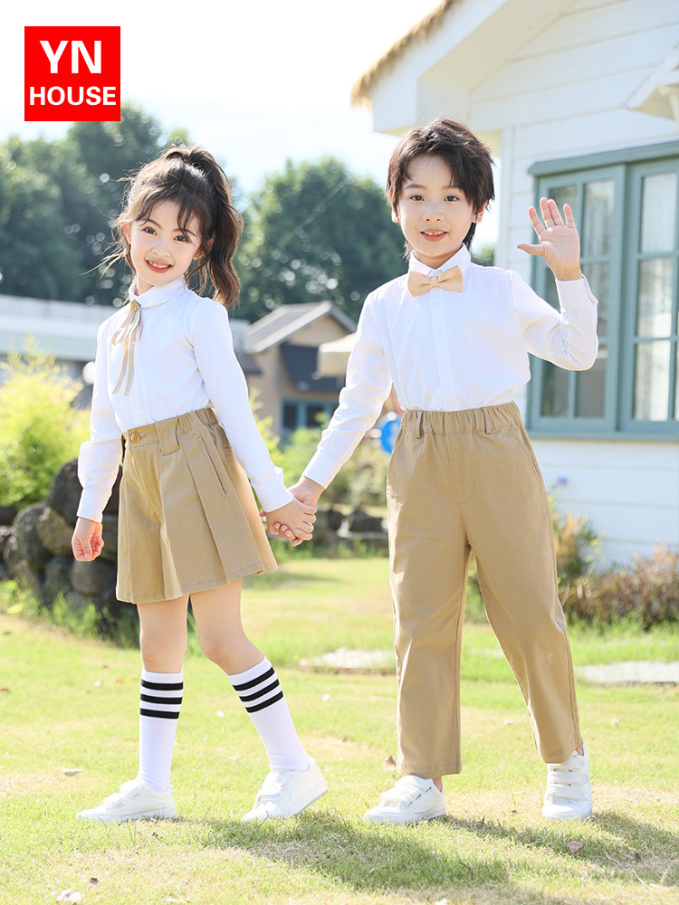 Traje de uniforme escolar de jardín de infantes, vestido para niños, nuevo producto, traje de actuación de coro de caqi, traje de clase de escuela primaria, traje de jardín