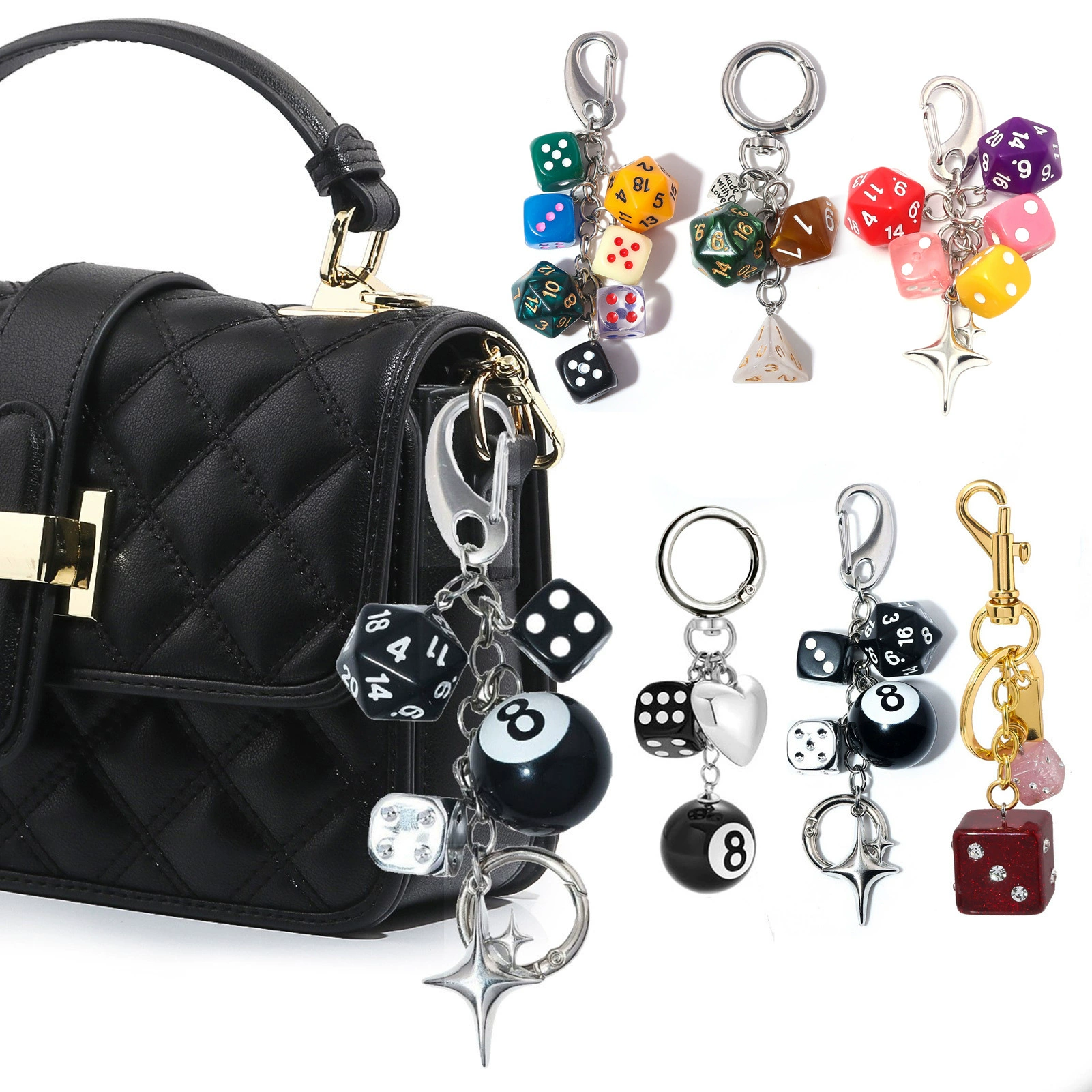 Classic table dice, keychain, mobile phone, pendant