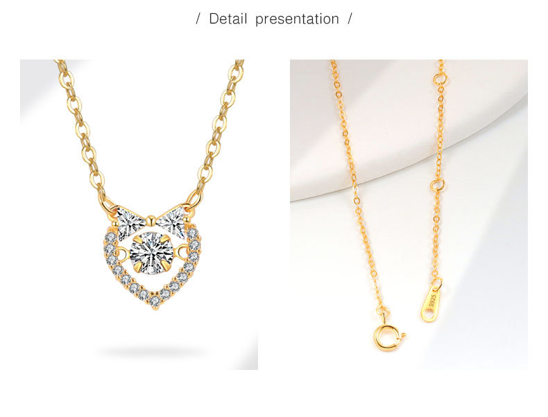 925 sterling silver Chain Material cable chain Chain Type 925 Sterling Silver Cable Chain Plating Heart Shape Pendant Necklace