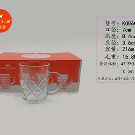 厂家批发透明玻璃杯水杯家用大容量餐饮杯带把手水杯玻璃杯