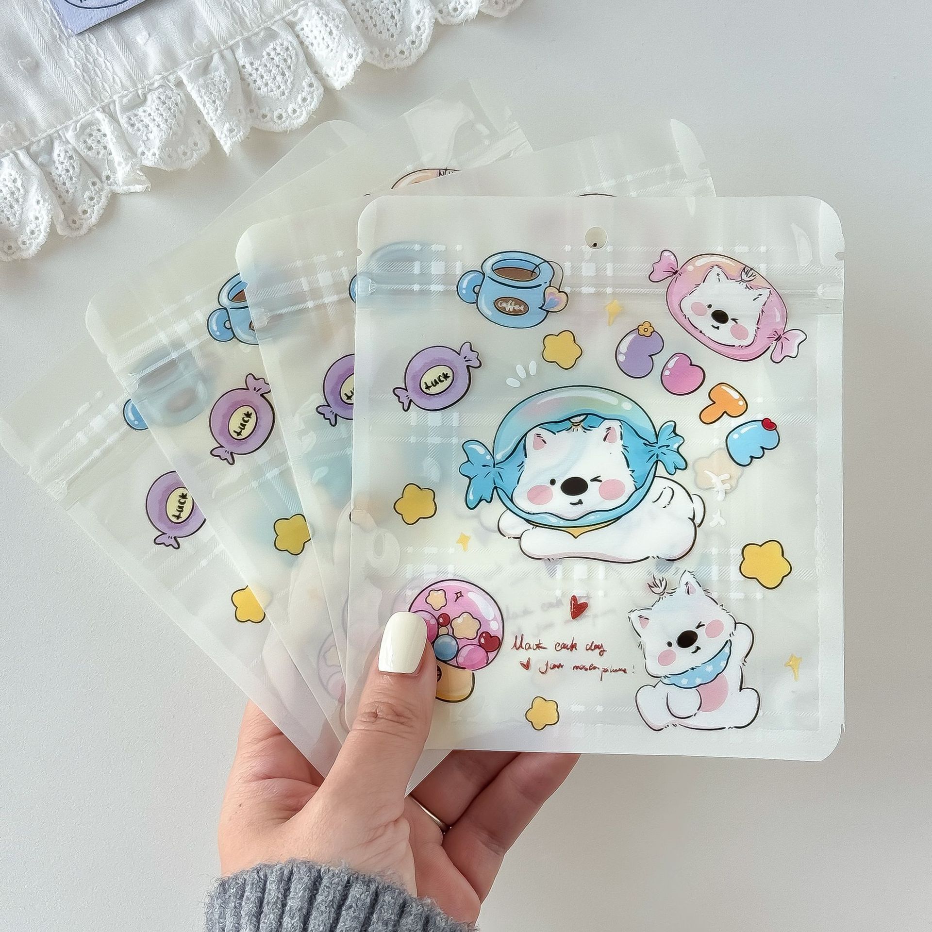 透明西高地小狗自封袋手账饰品礼品文创打包分装收纳袋糖果密封袋