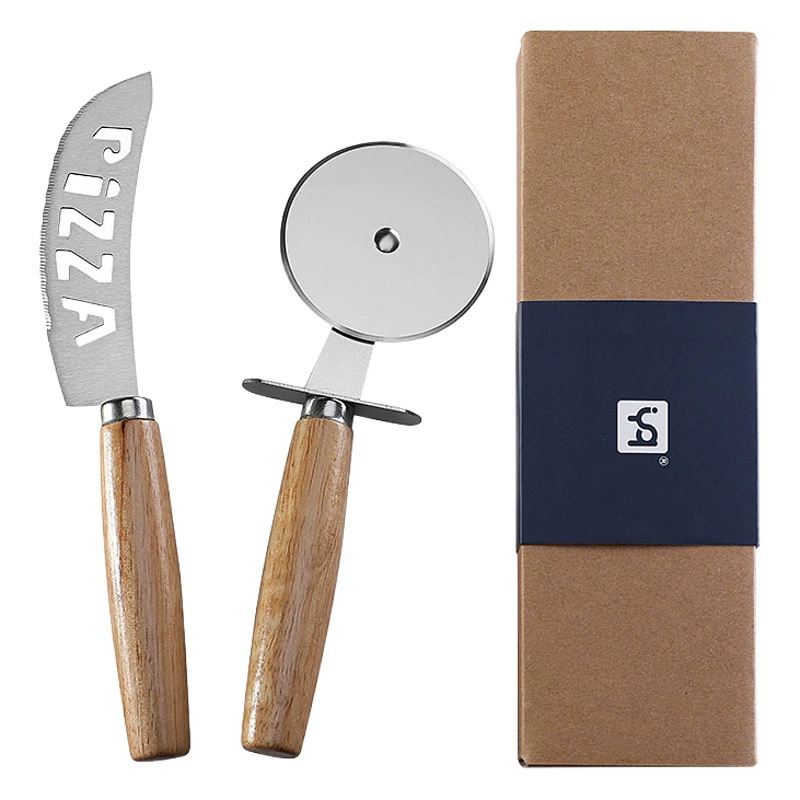 Трансграничная дубовая Ручка зубной нож для сыра нож для пиццы роликовый нож из нержавеющей стали дозатор для блинов колесный нож для пиццы инструмент для выпечки