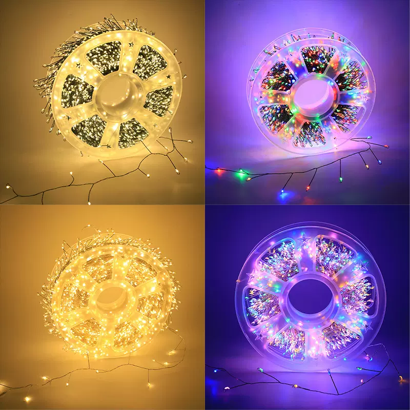 LED圣诞绿线鞭炮灯黑色蜈蚣铜线灯串室外节日庭院装饰灯圣诞彩灯