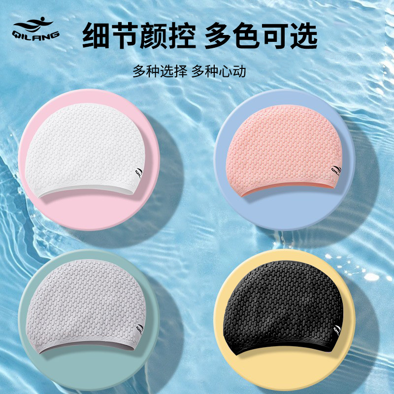 Sombrero de baño de silicona para adultos y hombres, gotas de agua, grano protector de orejas, logotipo personalizado sombrero de baño al por mayor