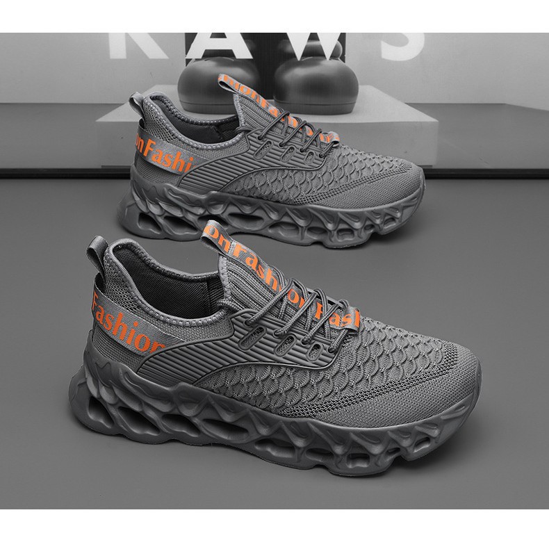 국경 간 AliExpress 2024 남성 신발 가을 통기성 플라이 짠 캐주얼 남성 트렌디 블레이드 물고기 비늘 스포츠 운동화