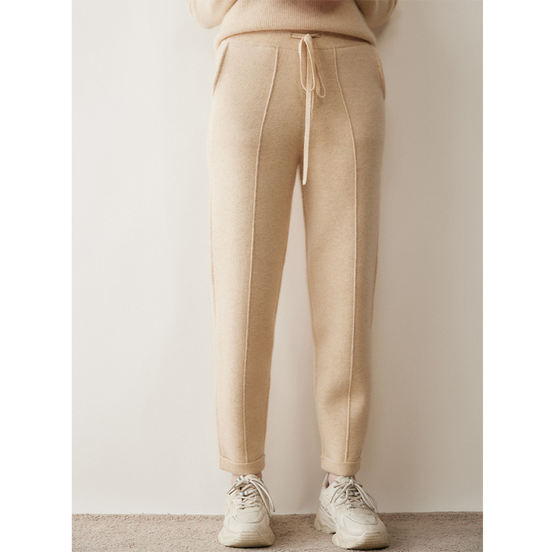 Cashmere 2025 Autumn and Winter Women's New Thickeneded Knitted Pants High-Waisted Leggings Casual Tight-Fitting Pants