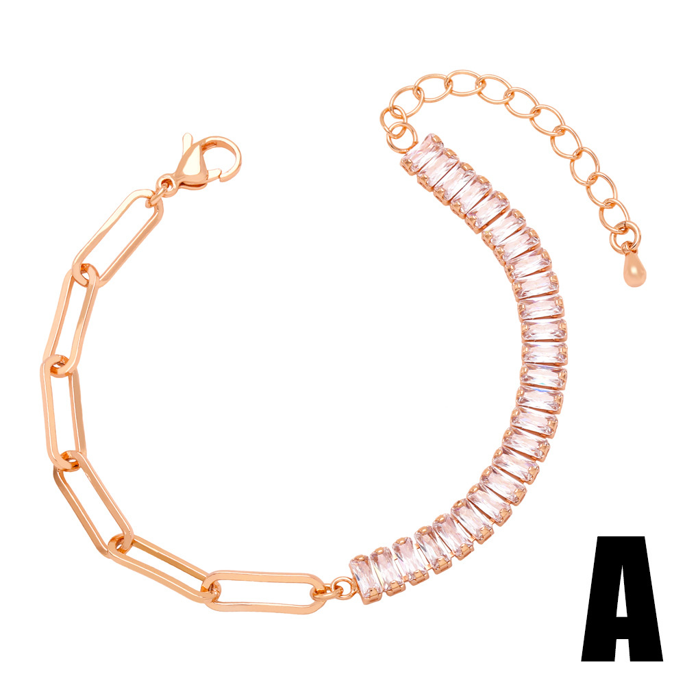 Fashion Simple Half Stitching Zircon Inlaid Chain Bracelet Wholesale
