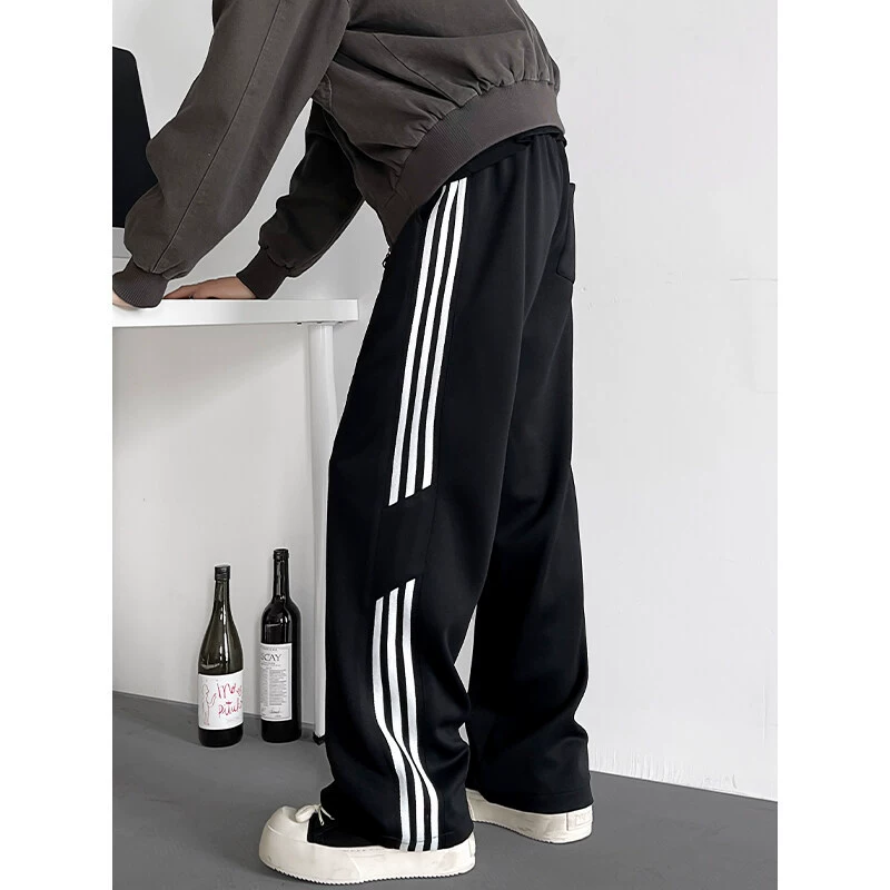 Мужские широкие спортивные штаны в стиле Гонконг, полосатые лоскутные, повседневные, больших размеров, тренд 2025 года, дропшипинг