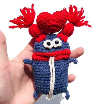 Car key bag: Distinctive Creative Sausage Mouth - 14cmx22cm-small-mouth-navy-blue-and-red-braid