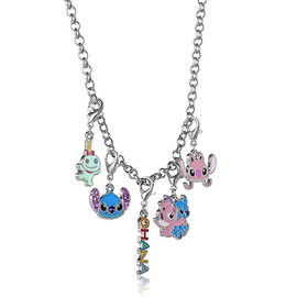 跨境欧美热销卡通动漫星际宝贝史迪仔Stitch合金滴油儿童女式项链