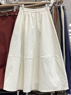 洗水棉波點半身裙女2025春秋洋氣小清晰松緊腰拼接蓬蓬A字裙439L