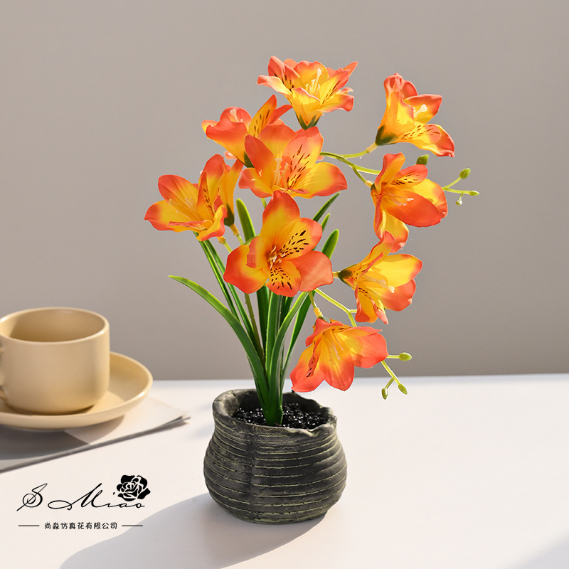 12 cabezas de bonsai de orquídeas pequeñas, flores creativas de simulación, decoración de estudio fotográfico para el hogar, plantas verdes artificiales, plantas en macetas de simulación al por mayor