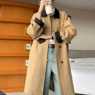 This year's super-hot short stitching contrast trench coat for small people