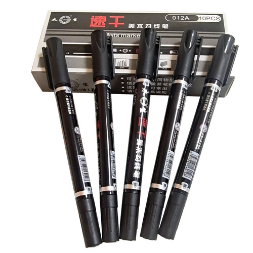 Small double-headed water-based marker hook line pen black mark hook line pen for primary school students and children to sign in with both thick and thin ends