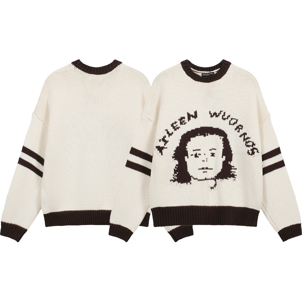 ERD melancólico rico de dibujos animados de segunda generación, suéter de color, suéter de punto relajado de cuello redondo, hombre y mujer.