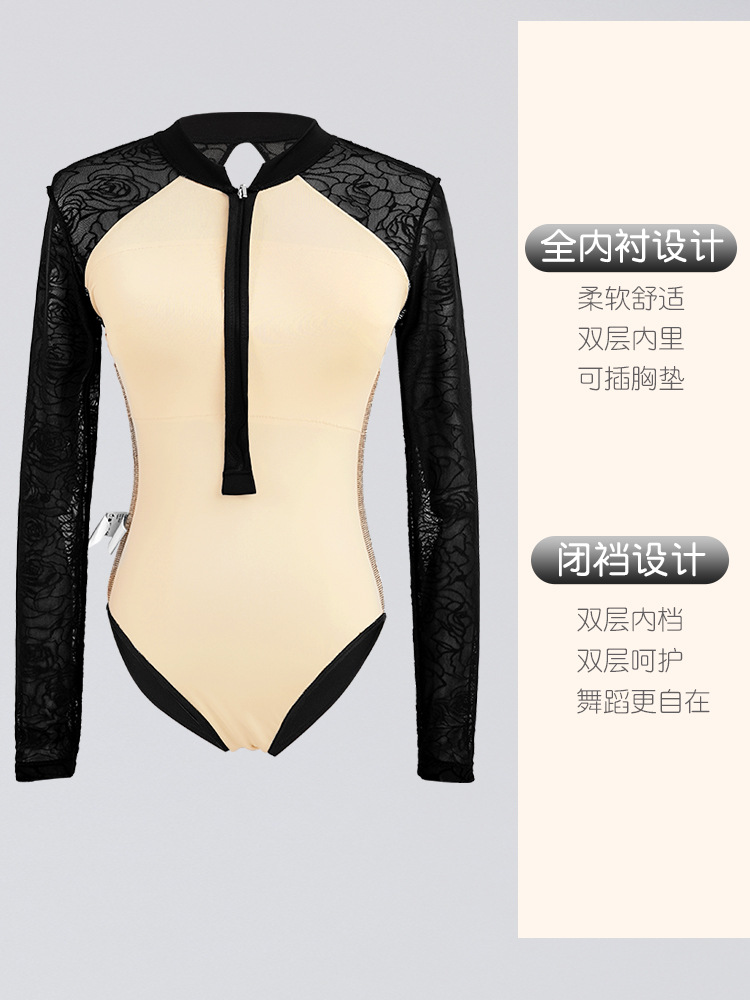 Traje de gimnasia para niñas y adultos, leotardo de ballet de terciopelo con cuello alto para otoño, traje moldeador para exámenes y práctica.