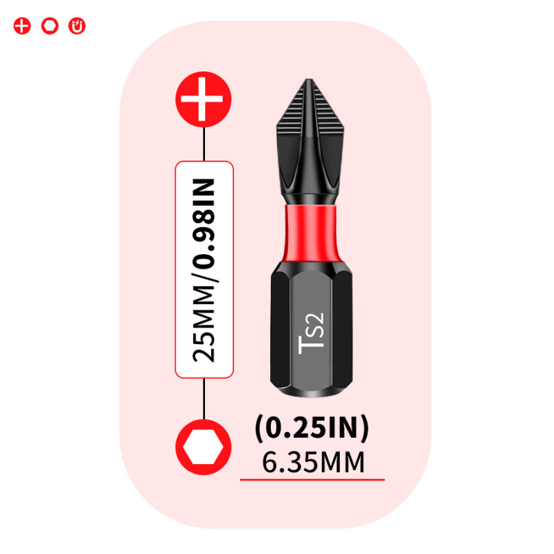 12pcs强磁十字PH2冲击电动螺丝批头S2钢高硬度批头组合套装工具|undefined