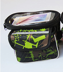 Bolsa de haz frontal de bicicleta de montaña bolsa de teléfono móvil de pantalla táctil de camuflaje con cubierta de lluvia tubo superior bolsa frontal de coche desmontaje portátil