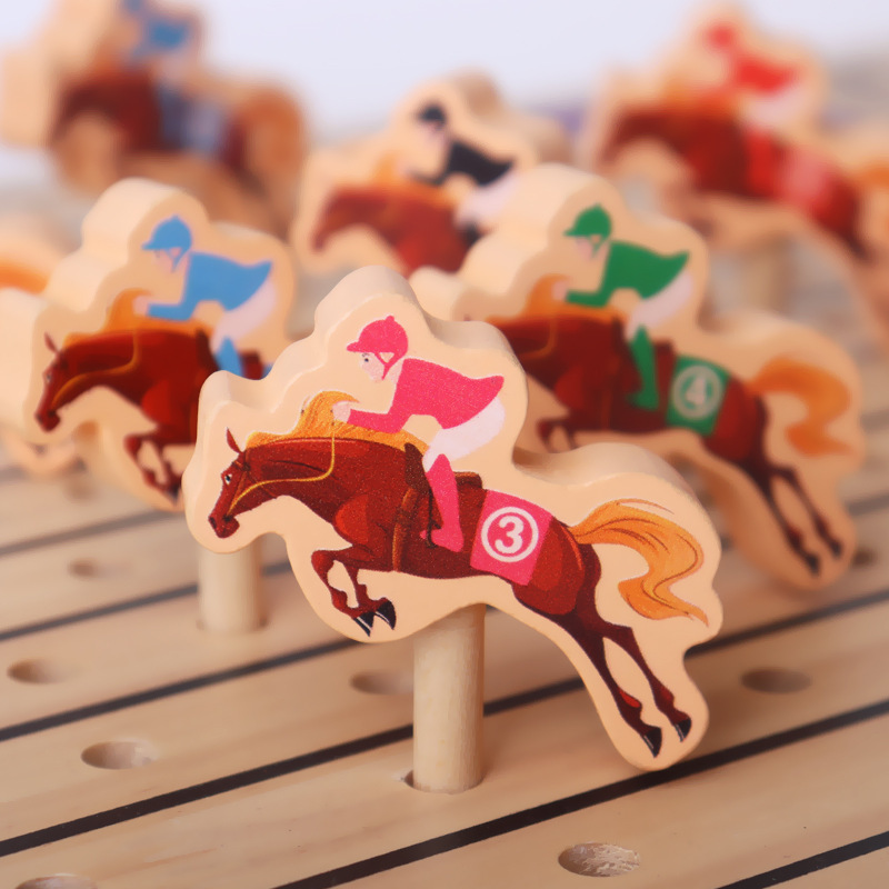 Juego de escritorio de Ajedrez de Carreras de Caballos de madera para niños ajedrez bebé educación temprana batalla lógica pensamiento entrenamiento juego de juguete educativo