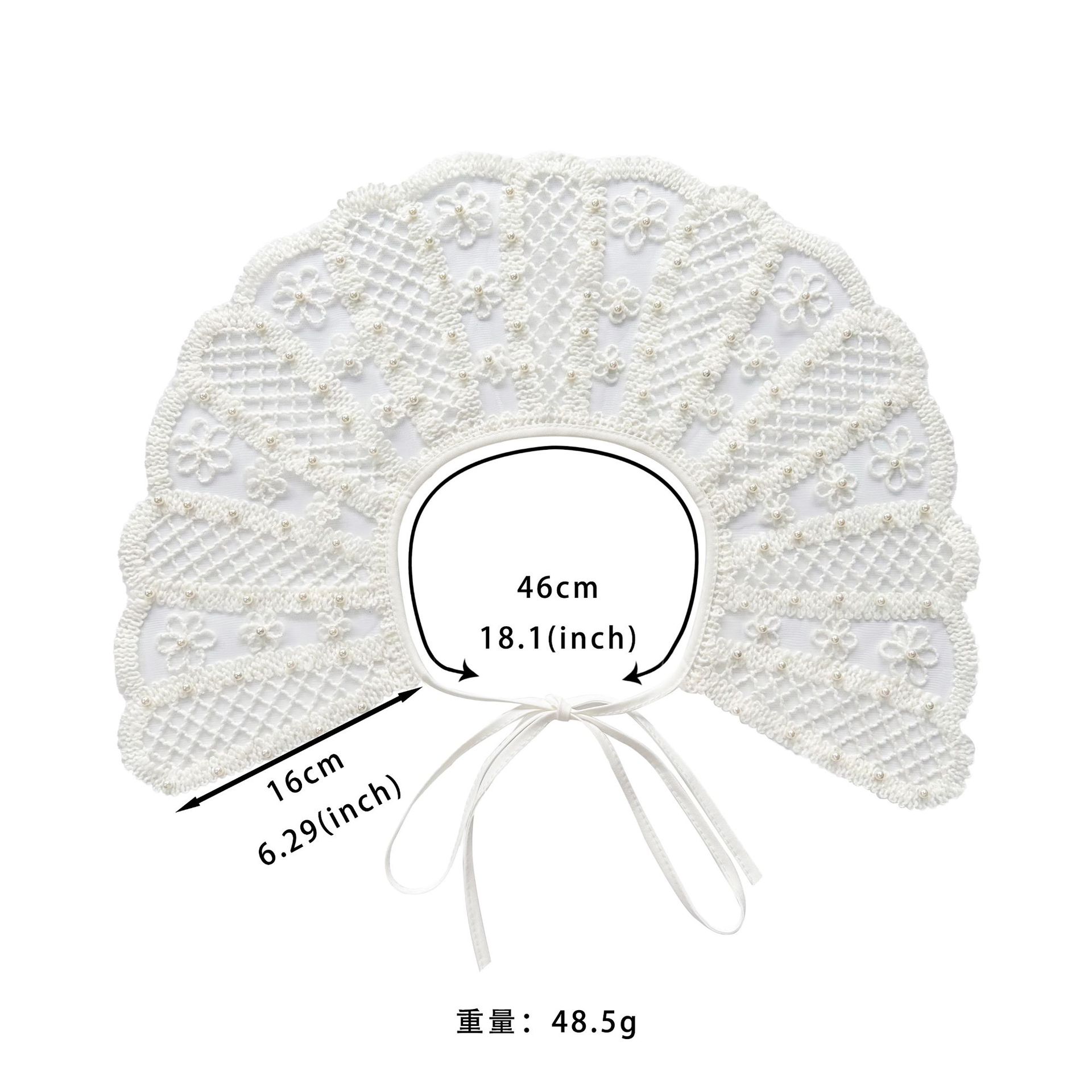 Mesh splice encaje perlas adornadas con diseño de lazos de cuello falso hueco exterior con chicas correa coreana decoración de chal