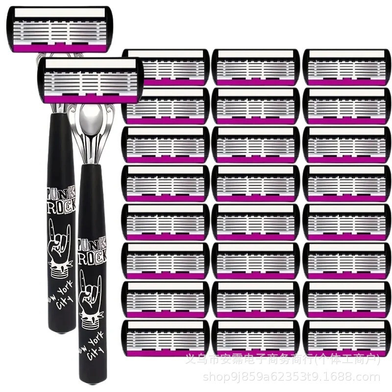 Cross-Border In-Stock Six-Layer Blade Women's Razor Head, Six-Layer Manual Razor Blade, Shaving Head, 6-Layer Foreign Trade