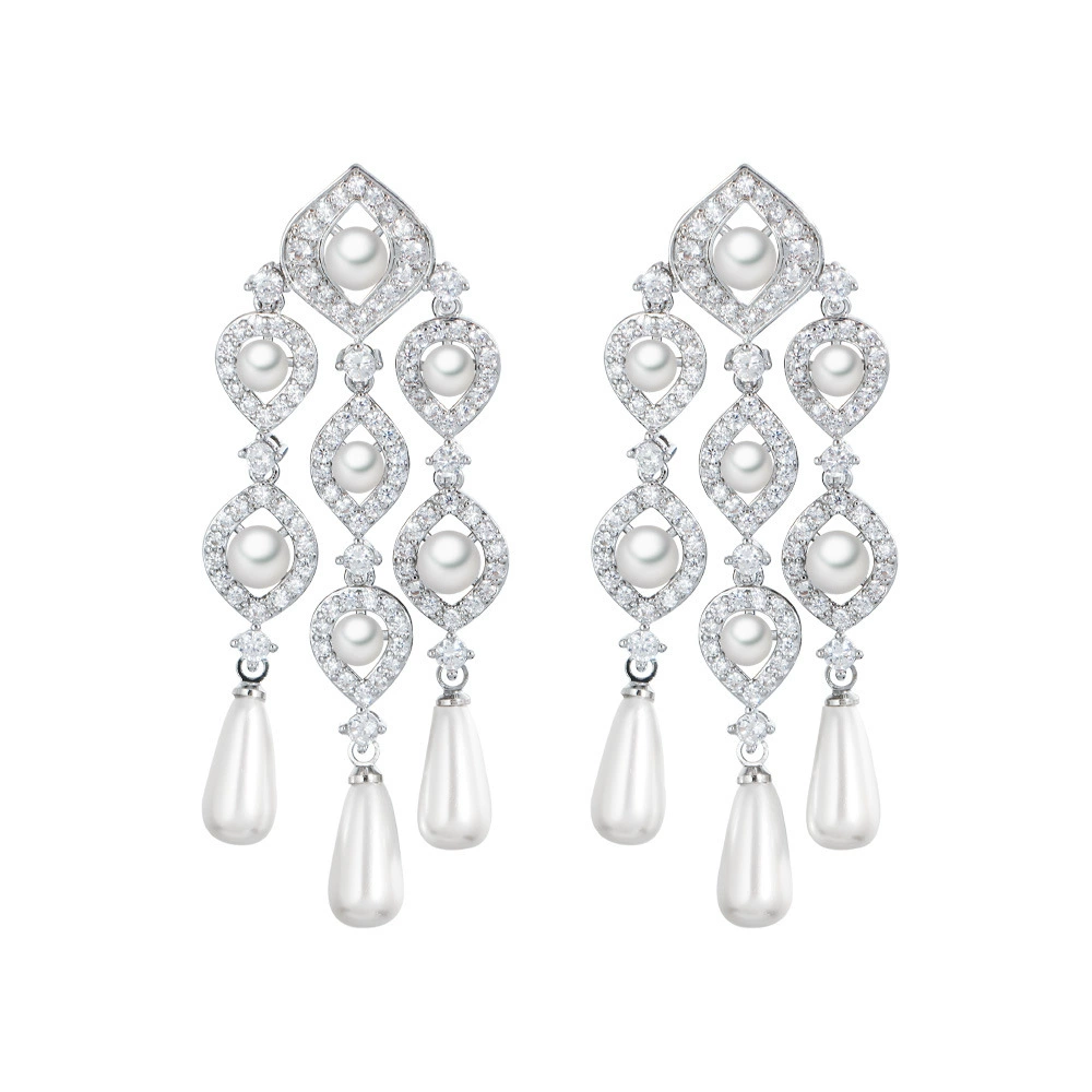 Серебряная игла, длинные серьги из жемчуга в стиле ретро, образец серебра 925, французский стиль, макси-длина