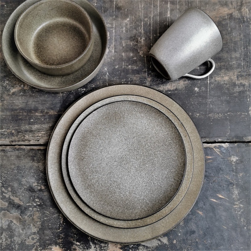 Export Ceramic Tableware Set European Retro Style Cold Color Dish Plate Light Luxury Dessert Decorative Plate Matte Tableware