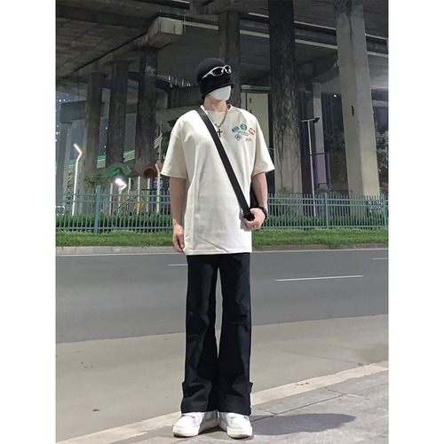 Spring and Autumn Charge Pants, American Street Style Men's Padded Functional Work Trousers, Slim Straight Zipper Wide-leg Pants