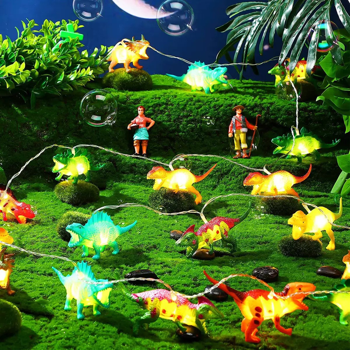 Transfronterizo nuevo LED pequeño dinosaurio Cadena de luz de juguete para niños sala de centro comercial luz decorativa creativa iluminación de regalo de dibujos animados