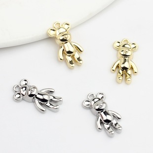 Korean-style alloy gold-plated silver-plated 3D cute bear all-match pendant DIY fashion jewelry accessories