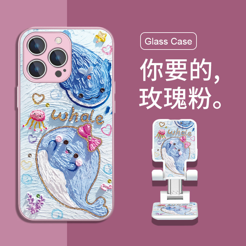 Apple 14pro クジラ携帯電話ケース iphone13promax 油絵 15plus Apple 16 Tan Songyun に適しています。|undefined