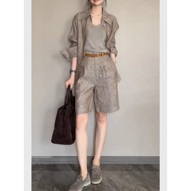 High-End Shirt Set for Women, Summer Casual Loose-Fitting Old Money Style Shirt, a Complete Set with a Relaxed Feel, Trendy