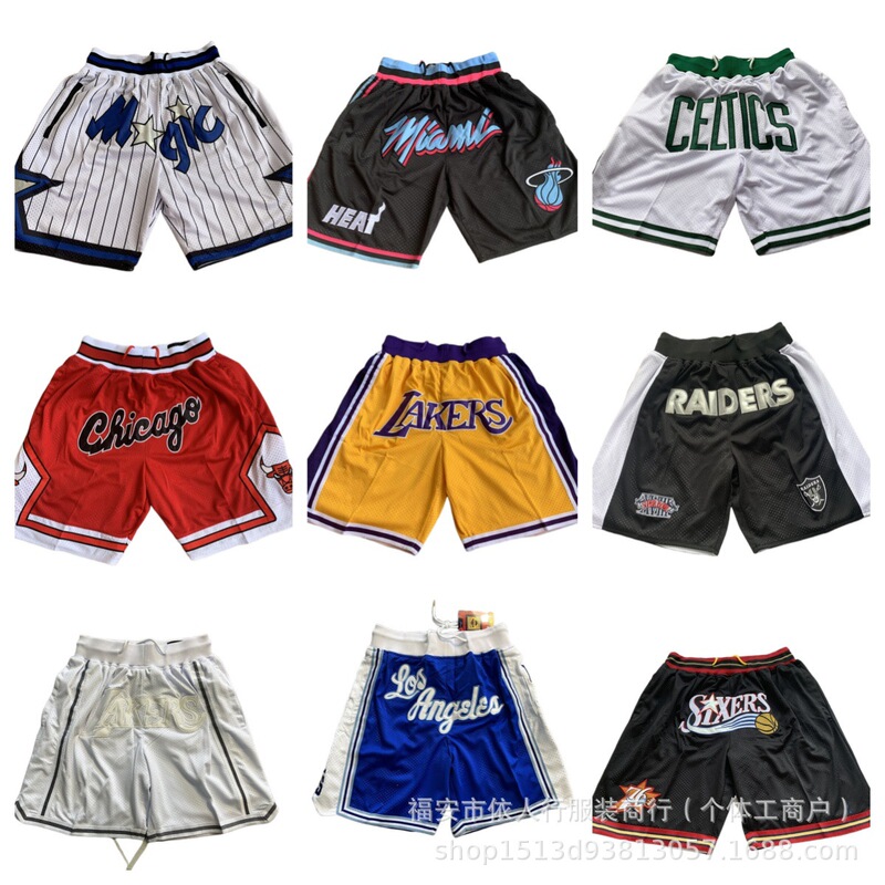 Wholesale Foreign Trade Basketball Shorts Warriors Lakers 76Ers Heat Raptors Magic Pocket Embroidery Shorts Dropshipping Basketball Shorts
