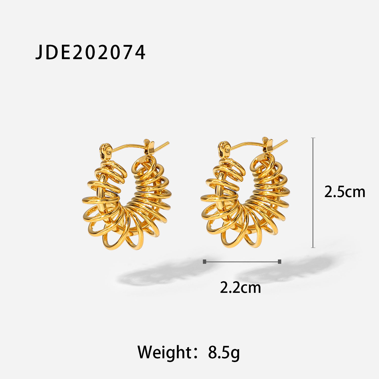 الأزياء 18k الذهب الربيع دوامة هندسية الجوف لف القرط display picture 6
