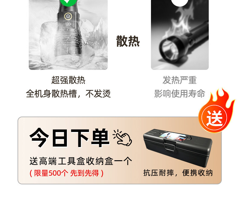 Aluminum Alloy Flashlight, Outdoor Strong Light, Flash Flashlight for Adventure, Ultra-Bright, High-Lumen, High-Power Lithium Battery, Long-Lasting Flashlight
