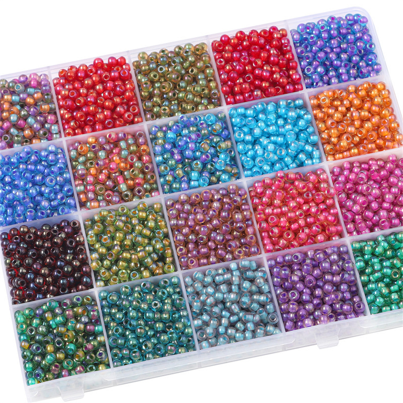 4mm high quality magic color dye core glass rice beads loose beads beaded diy accessories material woven bead accessories