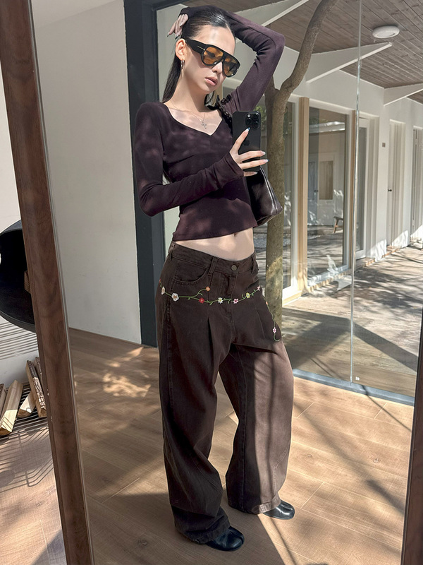 MMFISH时髦休闲白色V领针织衫女修身显瘦打底衫长袖T恤25T499|undefined