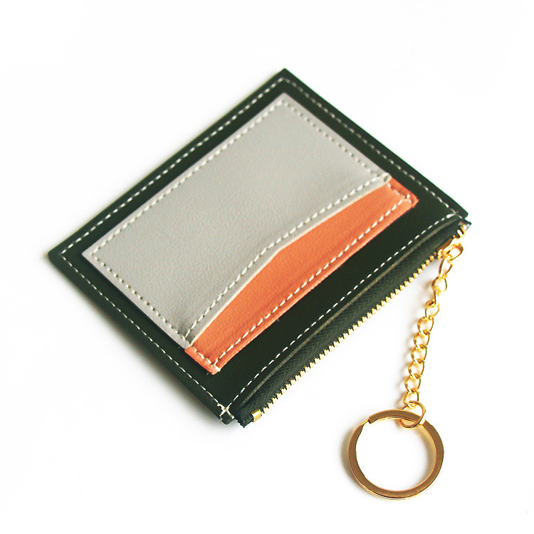 Fashion Color Block Soft Surface Square Zipper Card Holder display picture 5