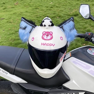 Blue Black Heavy Industry Handmade Beast Ear Fox Ear Motorcycle Helmet