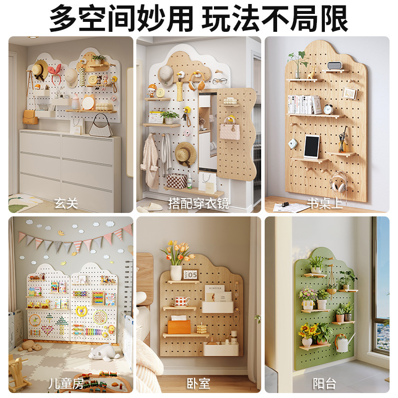 Tablero de agujero de madera maciza, entrada al armario de zapatos, estante de almacenamiento en la pared, pared de fondo de pared para uso doméstico