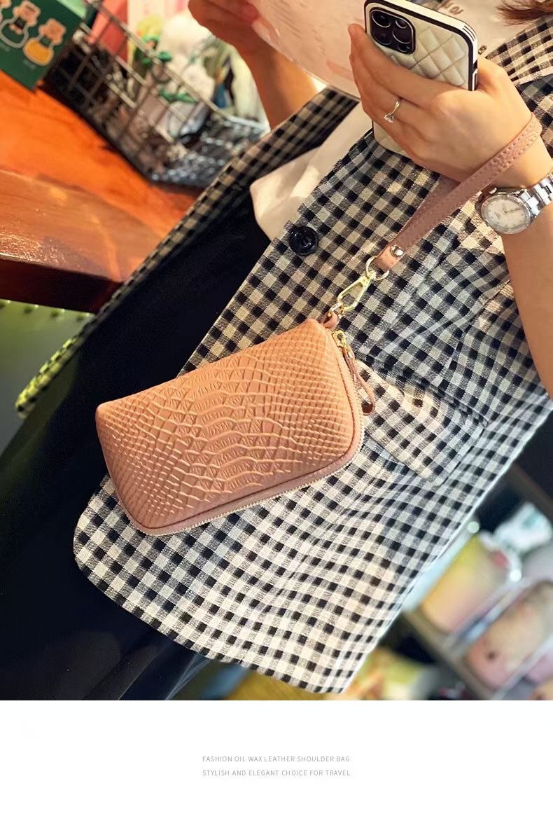 Äußere einzelne Ledergeldbörse für Damen im langen Stil, neu mit Krokodilmuster, Hauptschicht aus Rindsleder, Handtasche für Handy_voghion.com