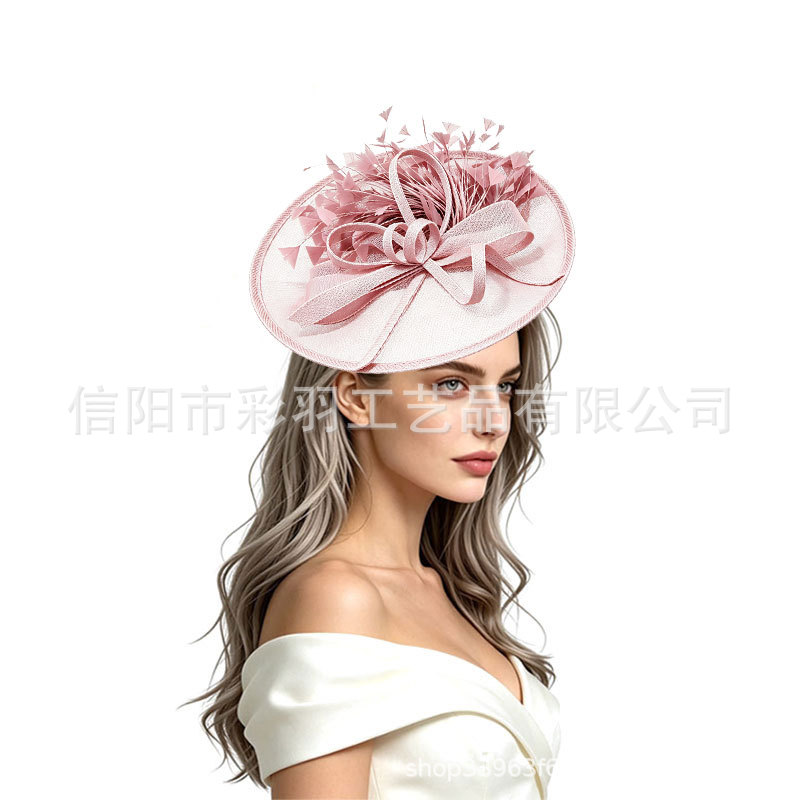 Feather headpiece, bridal photo shoot hair accessory, banquet, horse racing festival, party bridal headpiece decoration