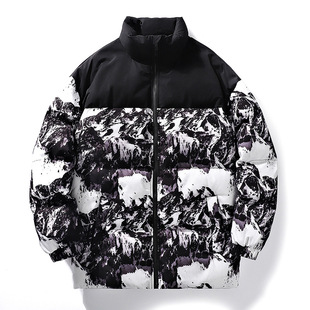 Winter cotton-padded coat men's coat trendy brand stand collar cotton-padded coat thickened bread clothing loose warm down cotton-padded coat men's