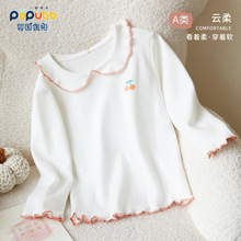 女童打底衫纯棉春秋白色娃娃领儿童上衣公主宝宝长袖t恤秋装内搭