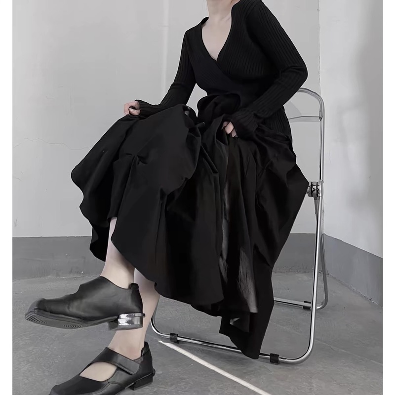重工超仙肌理纹褶皱蓬蓬裙开春秋季新款小众半身裙女|undefined